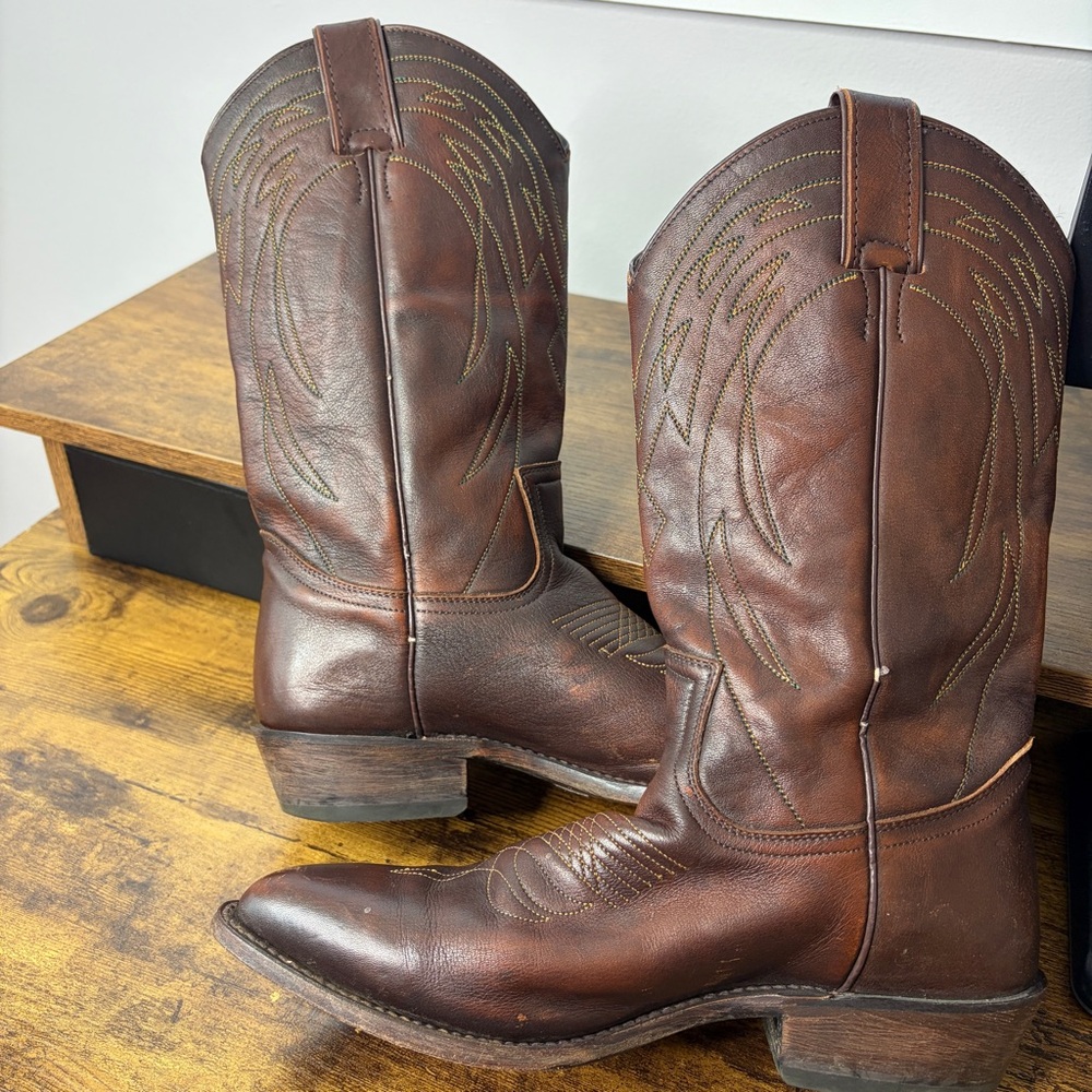 Women’s Frye Billy Pull On Leather Cowgirl Boots Brown Size 9 - Picture 6 of 10